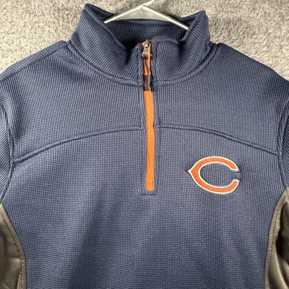 Chicago Bears NFL Quarter Zip Pullover Jacket Mens Small Navy Blue Team Apparel